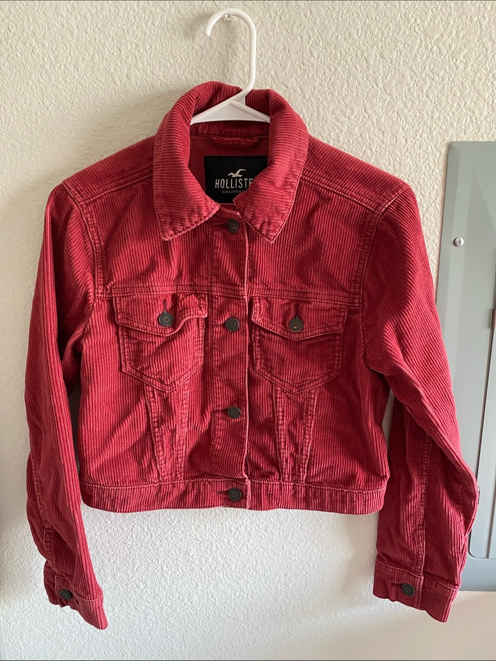 Women’s Hollister Red Corduroy Cropped Jacket